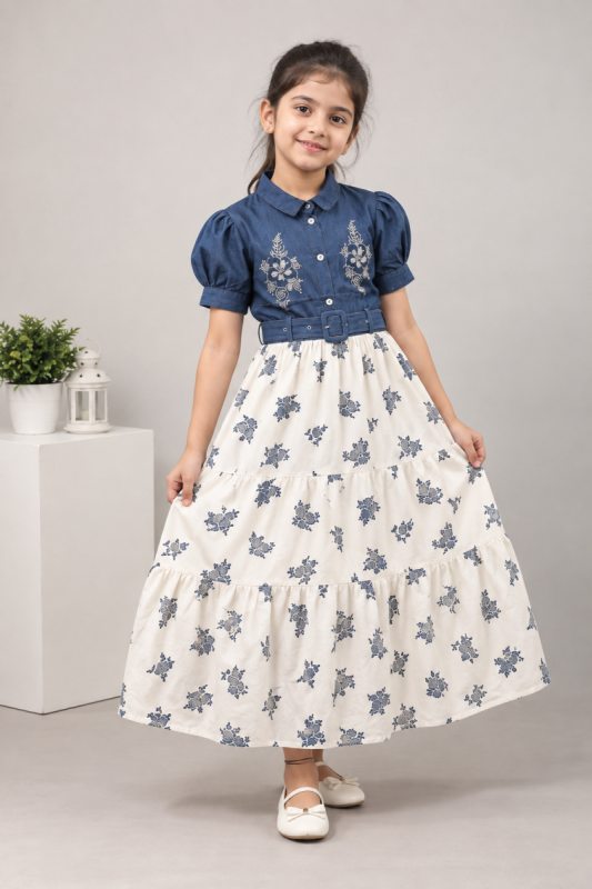 Girls Embroidered Ethnic Maxi Frock
