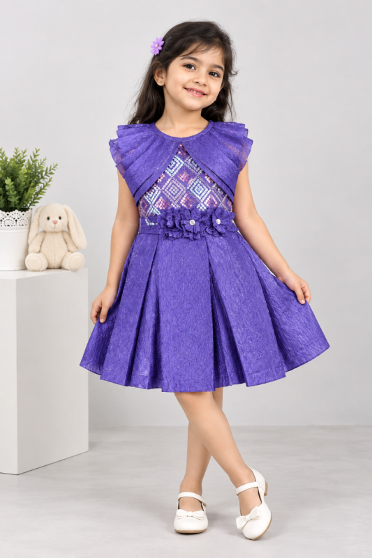 Girls Floral Embroidered Party Frock