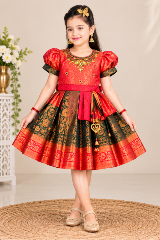 Girls Traditional Silk Short Frock