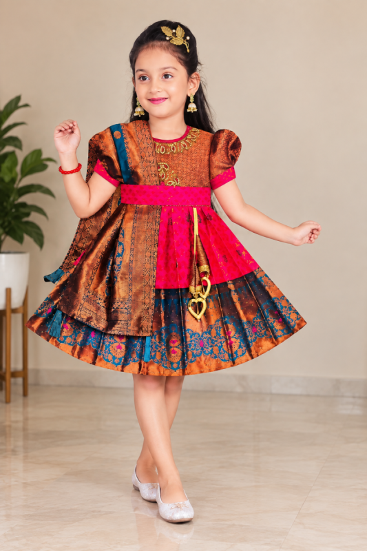 Girls Traditional Silk Short Frock
