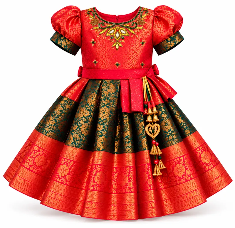 Girls Traditional Silk Short Frock