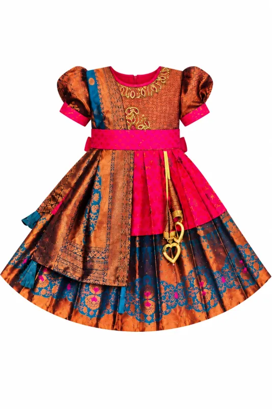 Girls Traditional Silk Short Frock